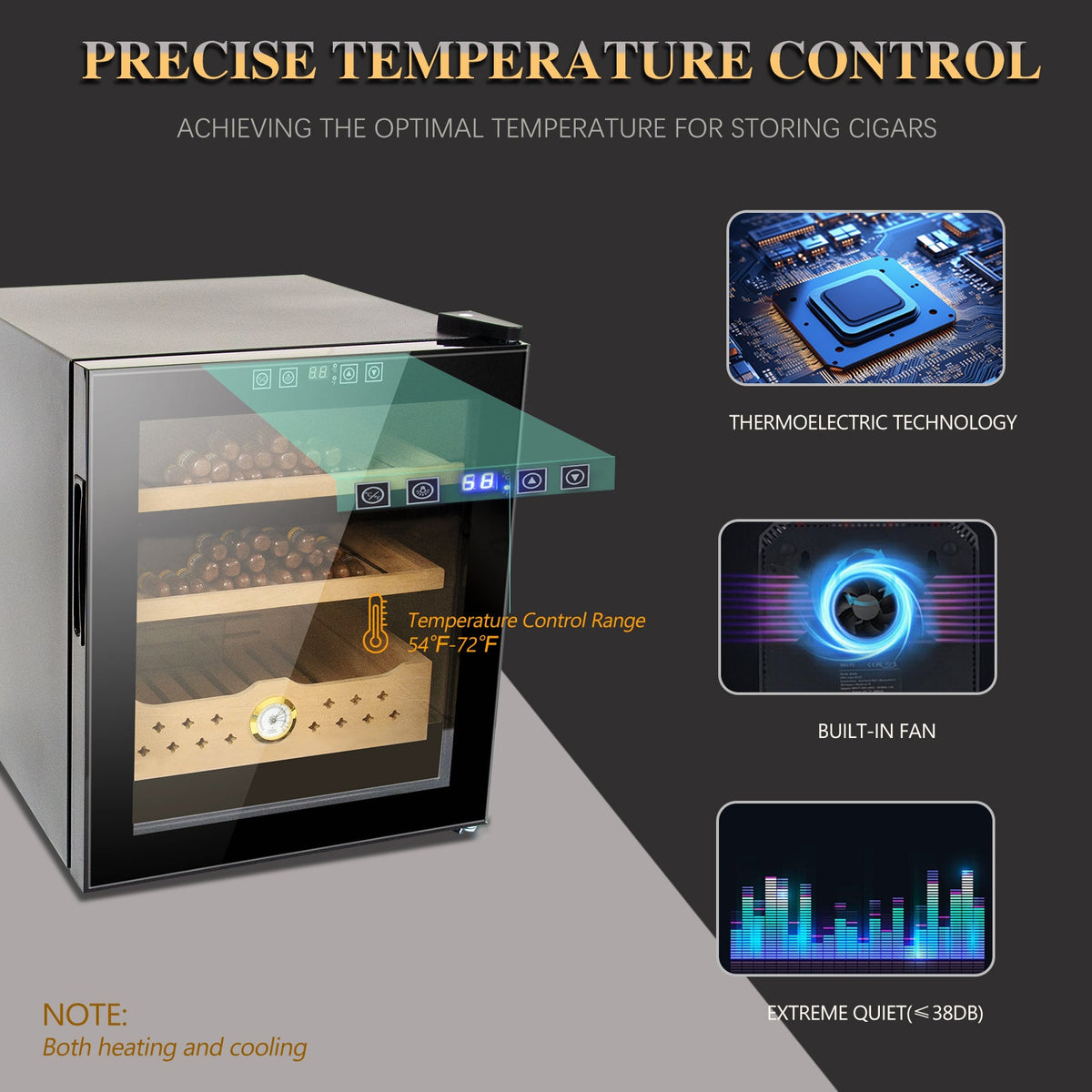 50L Electric Humidor, 300 Count Capacity Cigar Humidor Humidifier with Constant Temperature Controller