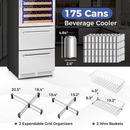 24 Inch Wine and Beverage Refrigerator with Independent Temperature Control-Sliver