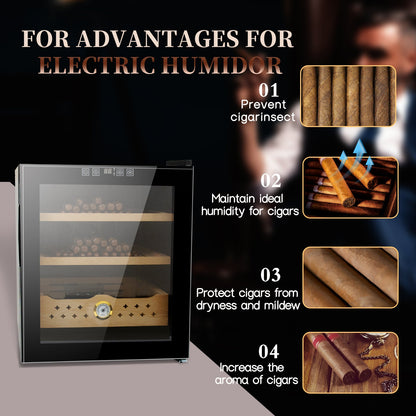 50L Electric Humidor, 300 Count Capacity Cigar Humidor Humidifier with Constant Temperature Controller