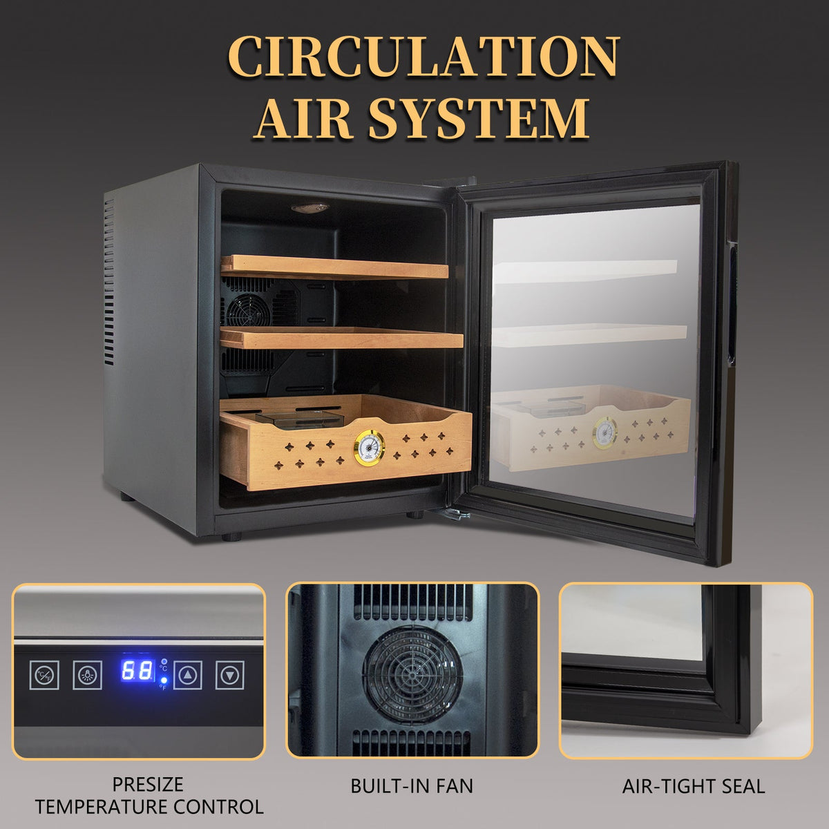 50L Electric Humidor, 300 Count Capacity Cigar Humidor Humidifier with Constant Temperature Controller