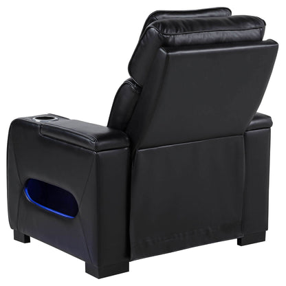 Zuma Faux Leather Upholstered Dual Power LED Recliner Black