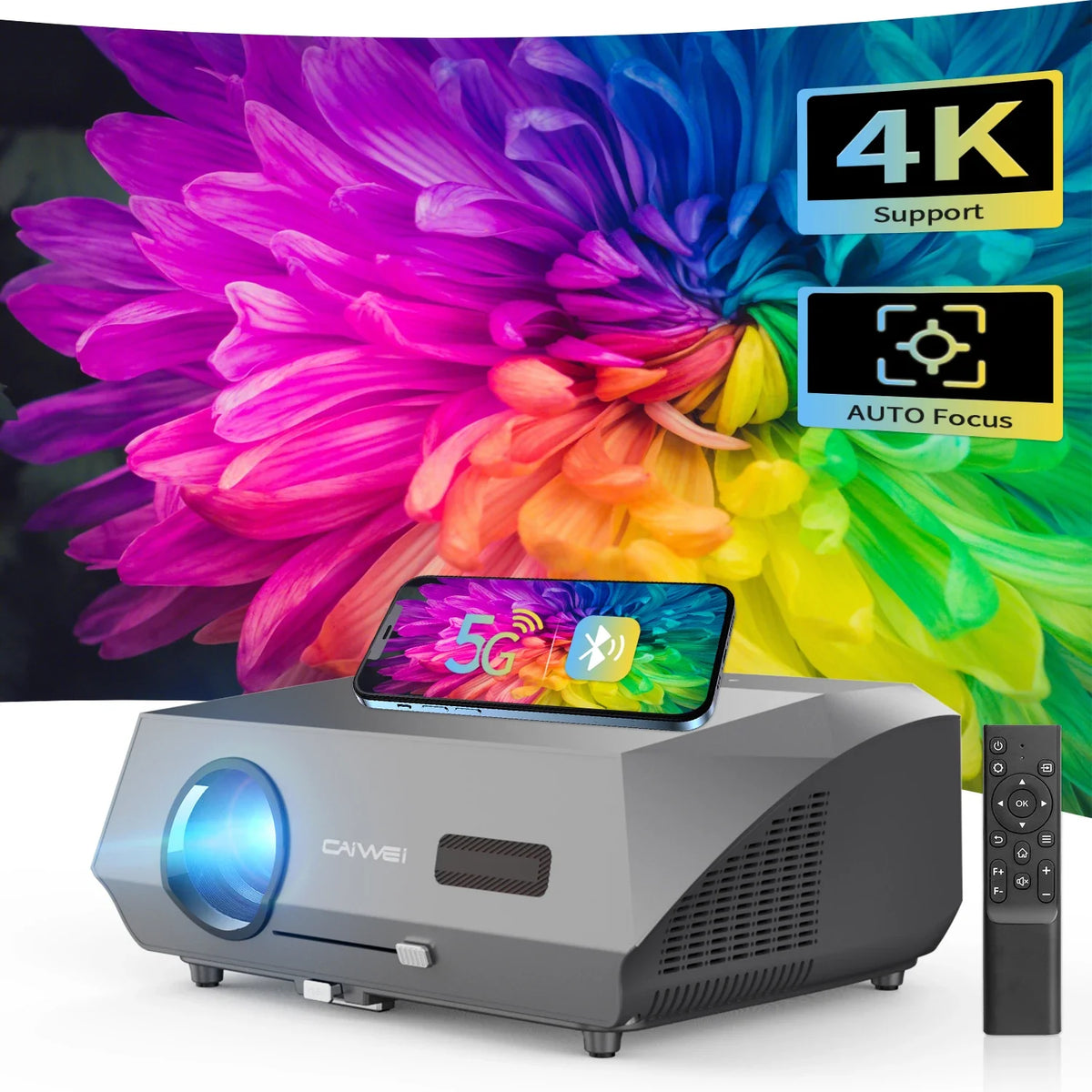 Auto Focus Native Resolution 1080P Projector for Movies Android Wifi 6 Full HD 4K Home Theater 16000LM Daylight Video Projectors