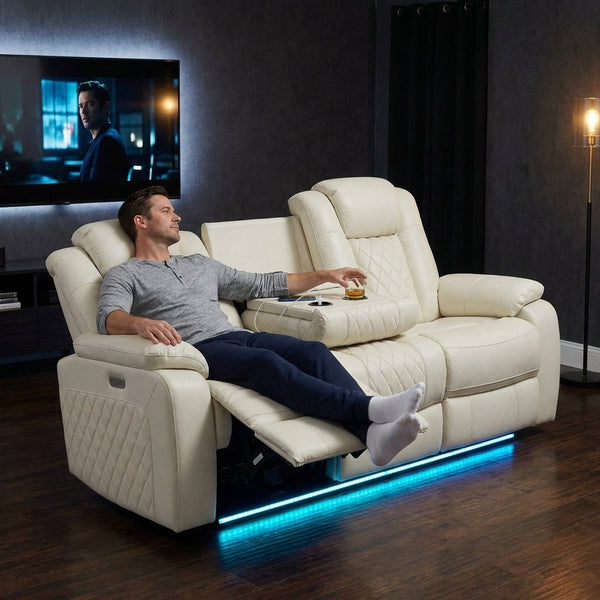 Home Theater Seating Built for Ultimate Relaxation, Power Reclining, LED Lighting, USB Charging Ports