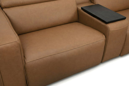 Rally Pro Caramel 6-Piece Power Reclining Sectional with Console and Immersive Sound System