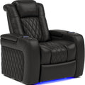 Valencia Tuscany Home Theater Seat - Nappa Leather Power Recliner with Cool Gel Memory Foam, USB-C/A Charging, RGB LED Lights, Adjustable Lumbar & Headrest (Single Recliner,Black)